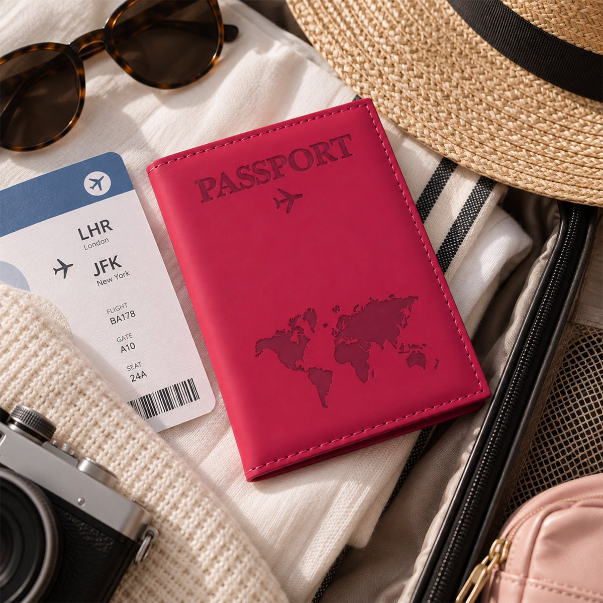 Travel Document Organizer for Passport, Tickets and Cards, Zip Wallet (1 Pc)