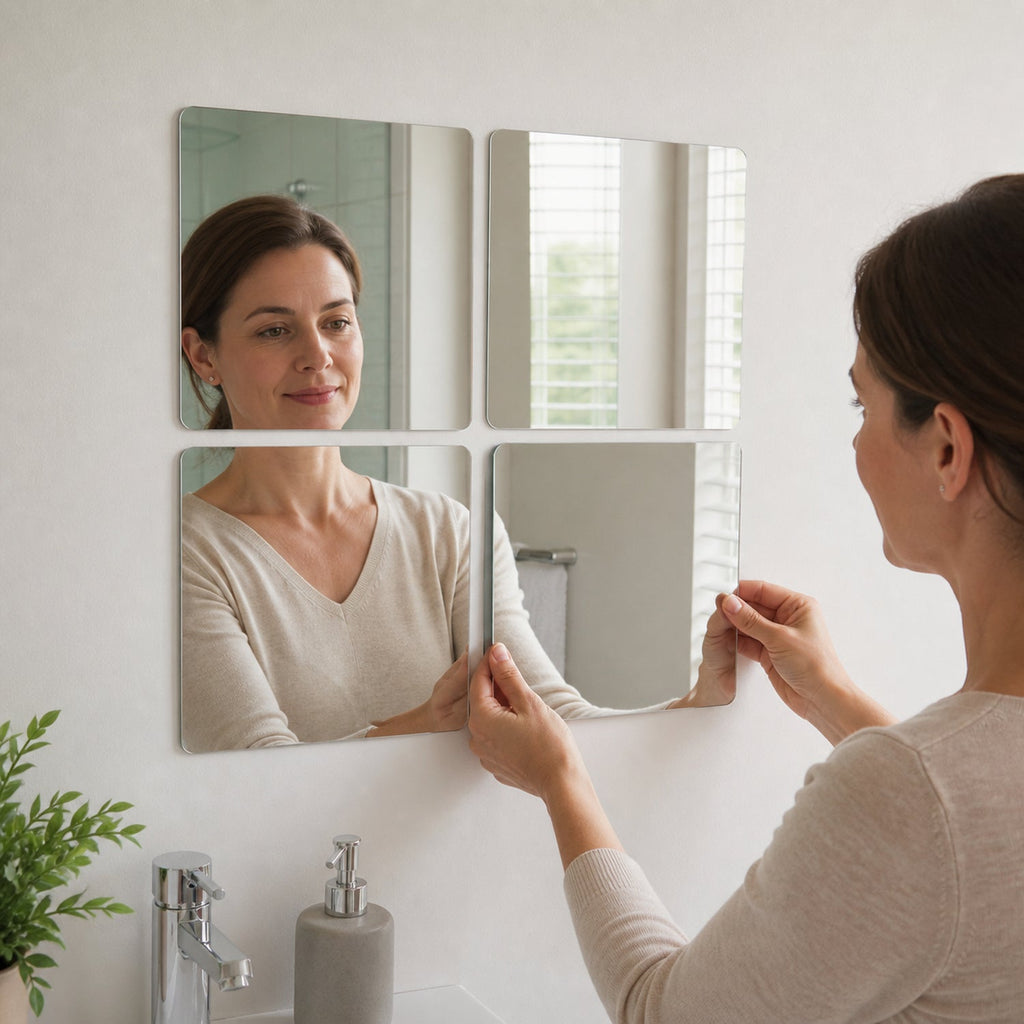 Mirror sticker tiles white bg