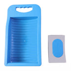 Plastic mini washing board on white background