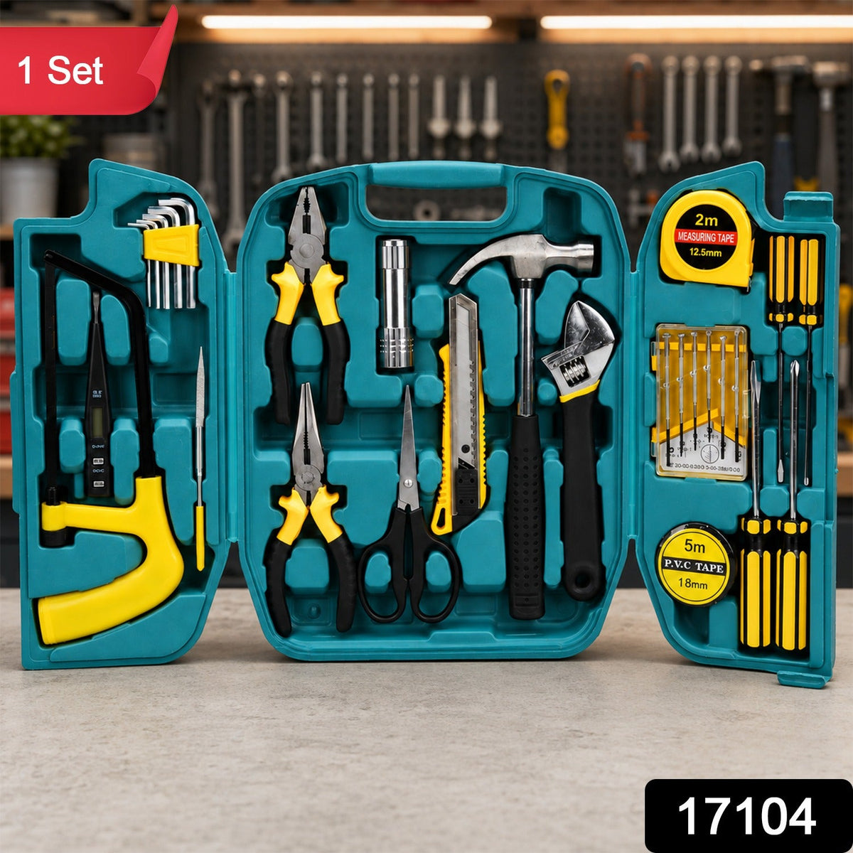 27 Pcs Home Repairing Tool Kit with Hammer Pliers Screwdrivers and Case