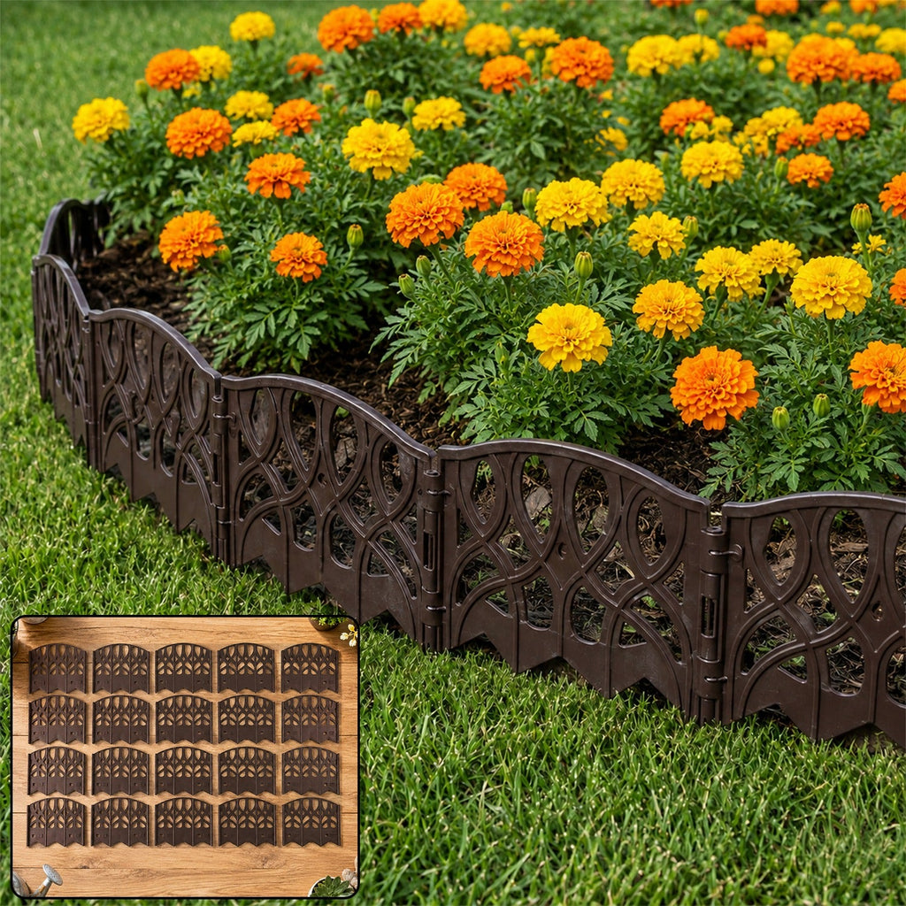 Decorative Garden Fence Border Set - 20 Interlocking Panels