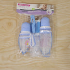 Live photo of plastic baby feeding bottle set