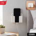 A white wall-mounted phone holder with a black smartphone charging, featuring a red '1 Pc' label and '23585' watermark.