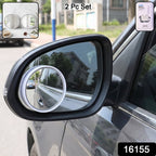 A car side mirror with an attached round blind spot mirror, showing a '2 Pc Set' label.