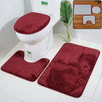 Bathroom Mat Set with Toilet Contour Rug and Lid Cover, Anti Slip (3 Pc Set)