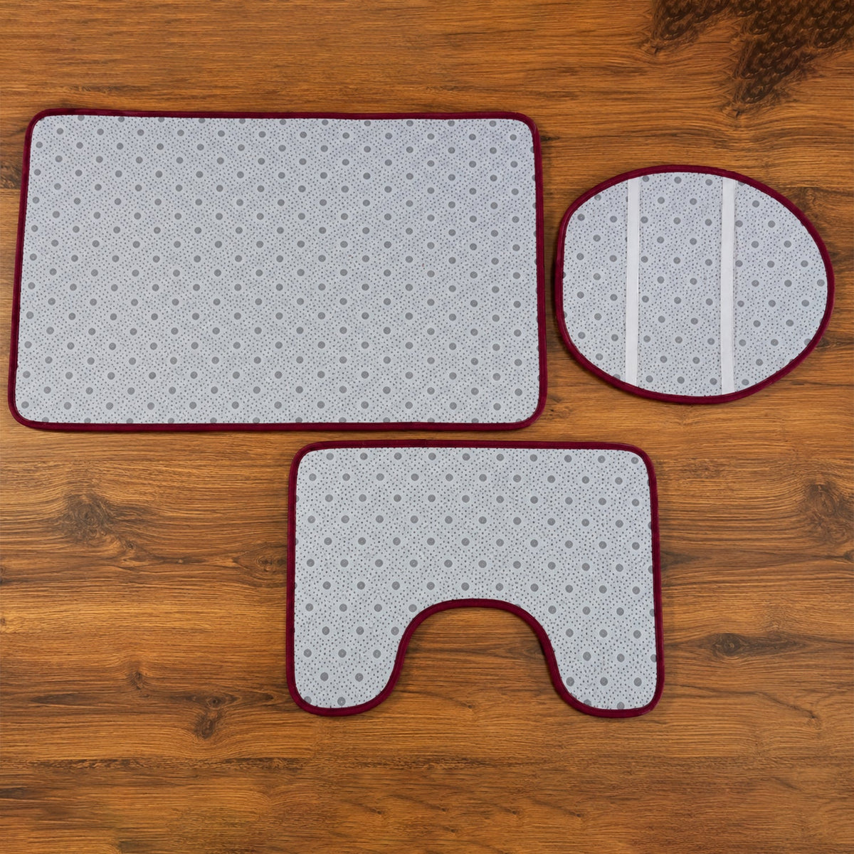 Bathroom Mat Set with Toilet Contour Rug and Lid Cover, Anti Slip (3 Pc Set)