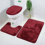 Bathroom Mat Set with Toilet Contour Rug and Lid Cover, Anti Slip (3 Pc Set)