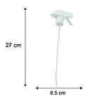A white plastic spray nozzle with a long tube is shown with dimensions: 27 cm for the tube and 8.5 cm for the head.